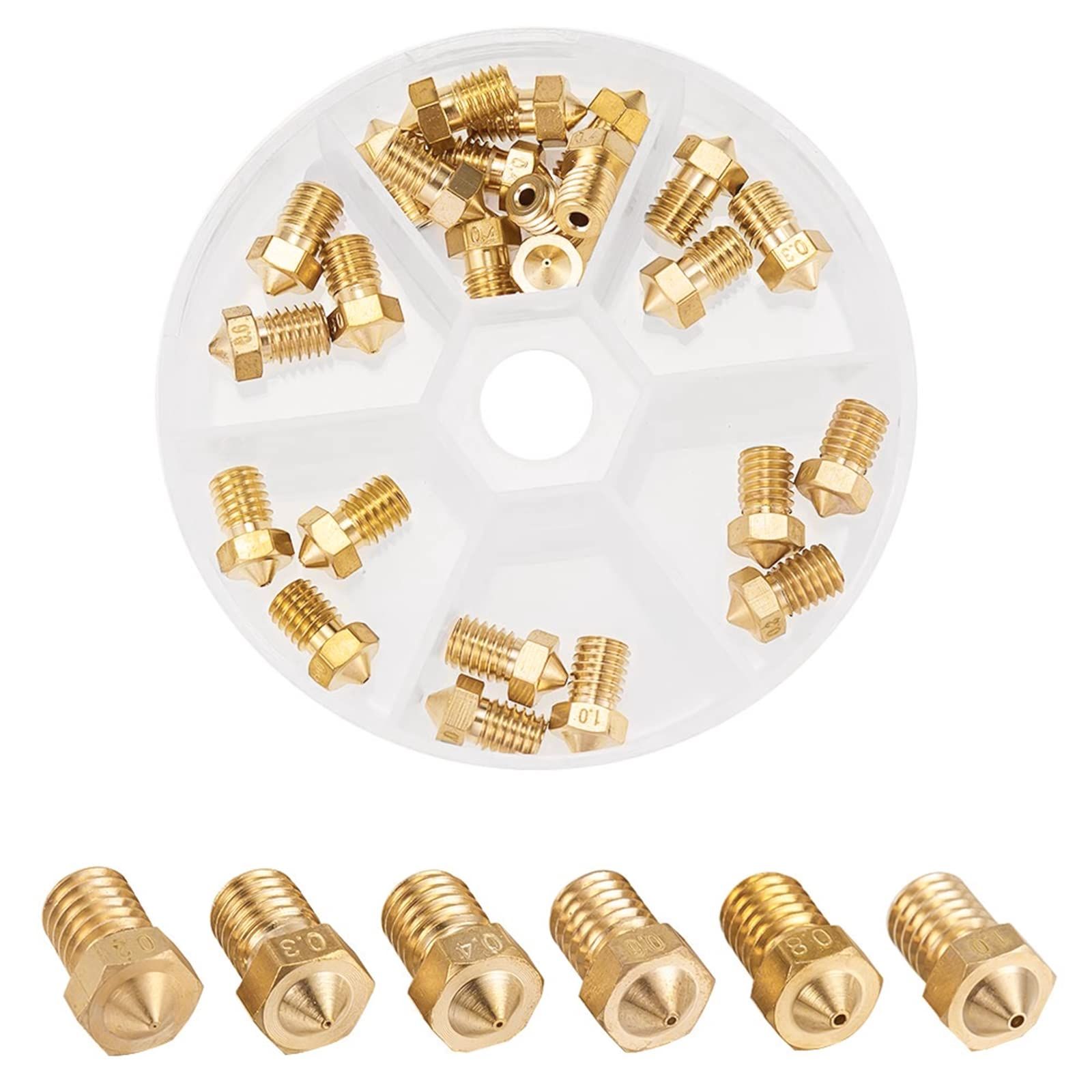【新着商品】0.4mm 0.6mm 0.3mm 0.8mm 0.2mm 1.75mm 1mm M6 用E3D 25pcs プリンター押出機真鍮ノズルプリントヘッド INCREWAY