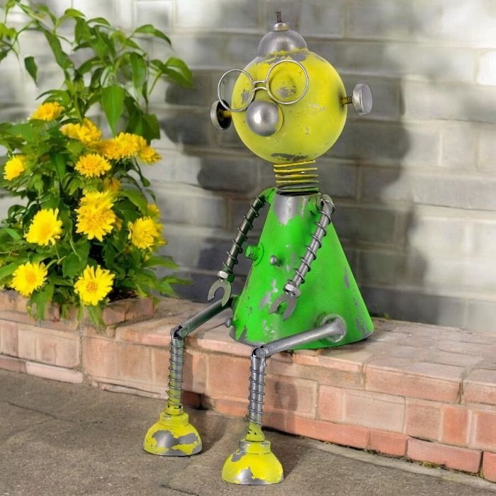 大きなロボット ブリキ製 ガーデニング レトロ お庭づくり 園芸 オブジェ 置物 インテリア ディスプレイ かわいい 46008