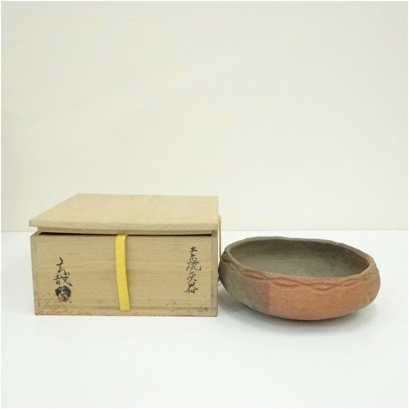 園部玄哉造 素焼灰器 共箱 茶道 茶道具 炉 風炉 炭道具 おしゃれ 茶器 抹茶 炭点前 灰炮烙 骨董 お茶 茶会 茶事 茶の湯