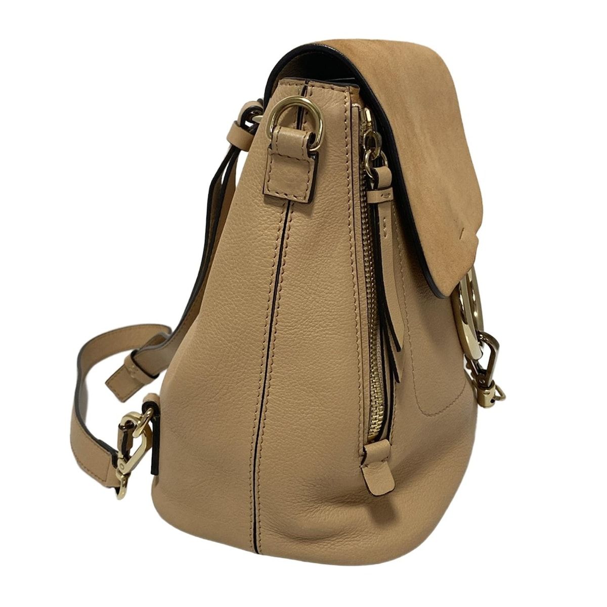 Chloe クロエ フェイ グレーベージュ レザー スエード リュック