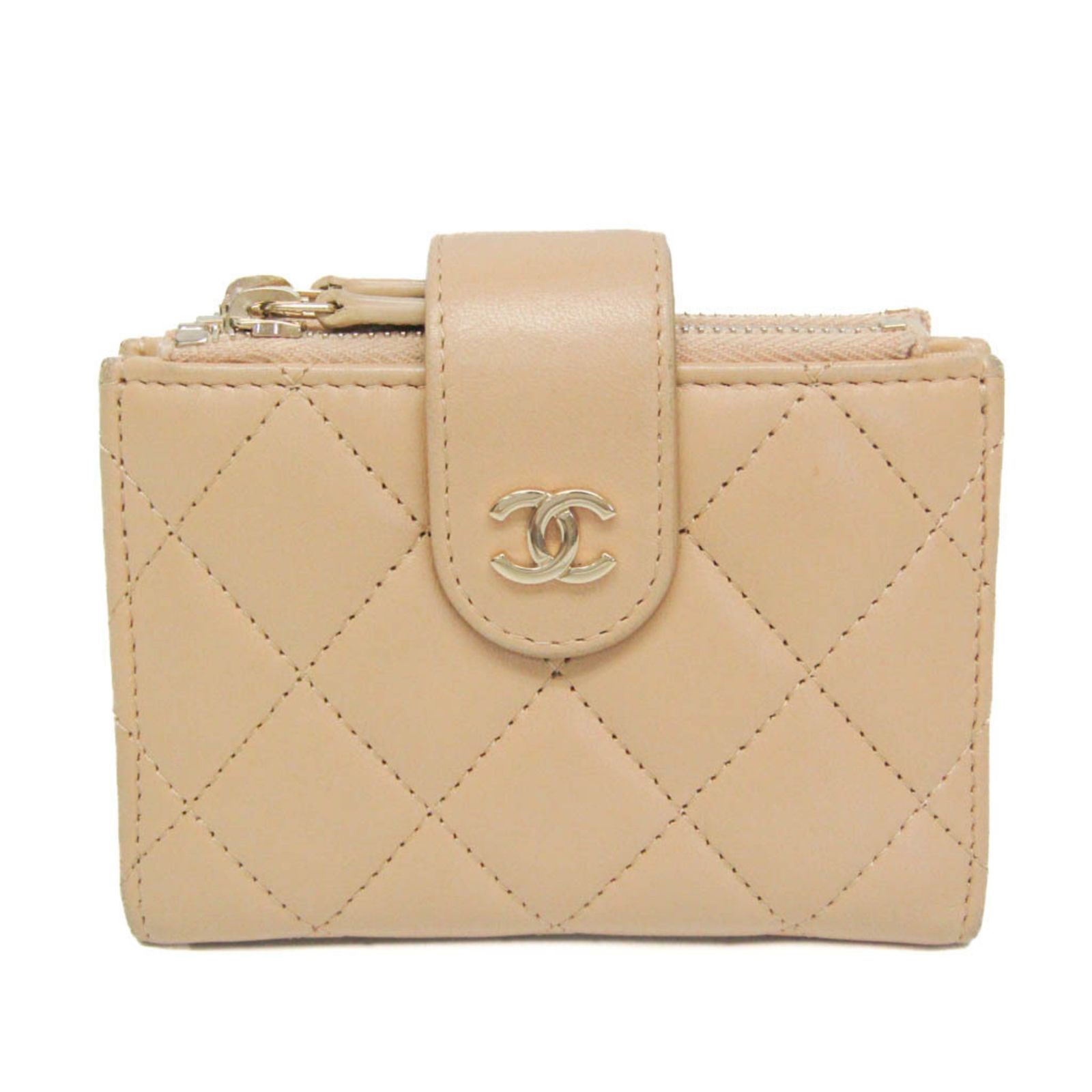 シャネル Chanel マトラッセ カード コインケース コンパクト財布 レディース レザー カードウォレット ベージュ
