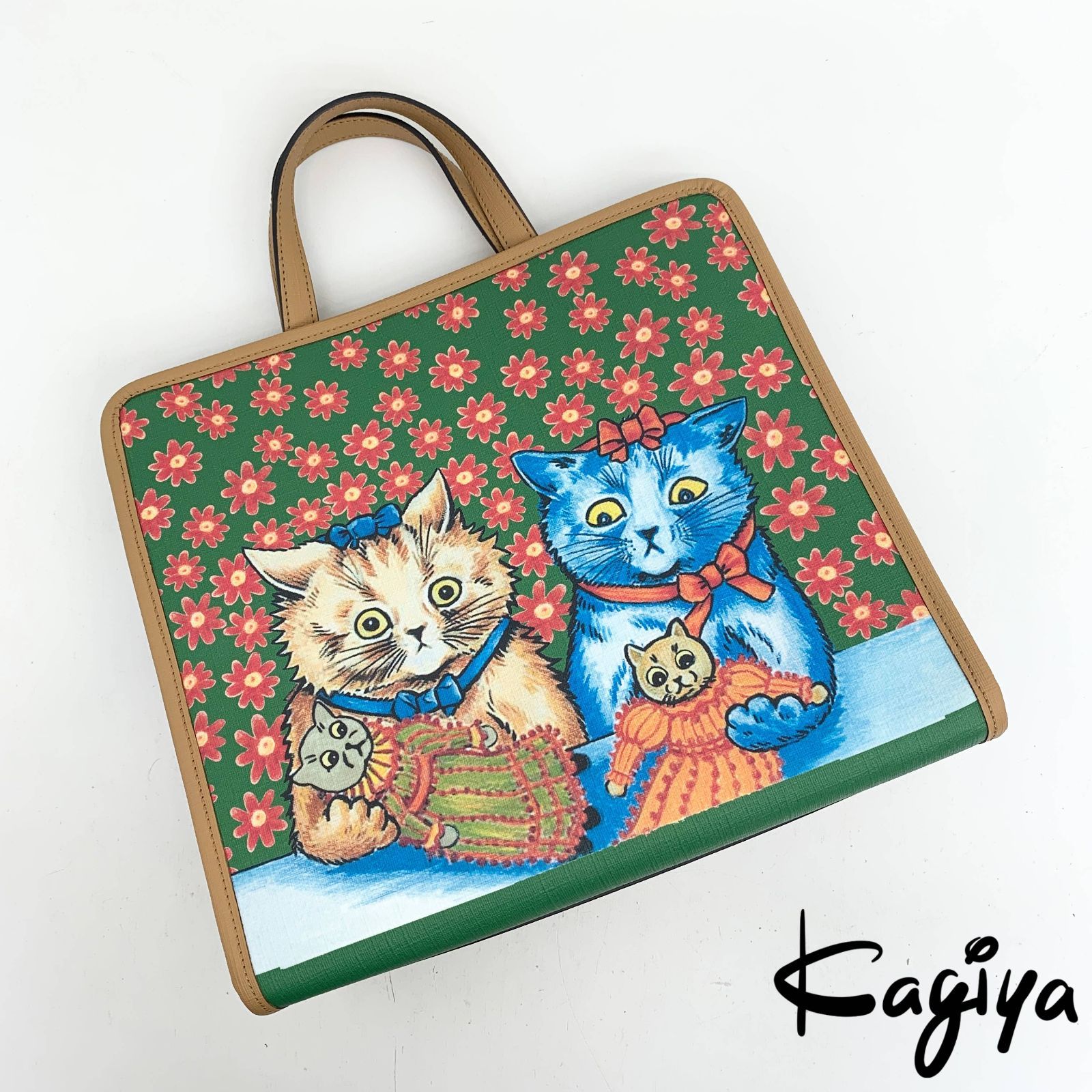 未使用 GUCCI グッチ キトゥン グリーン ベージュ 2way トート