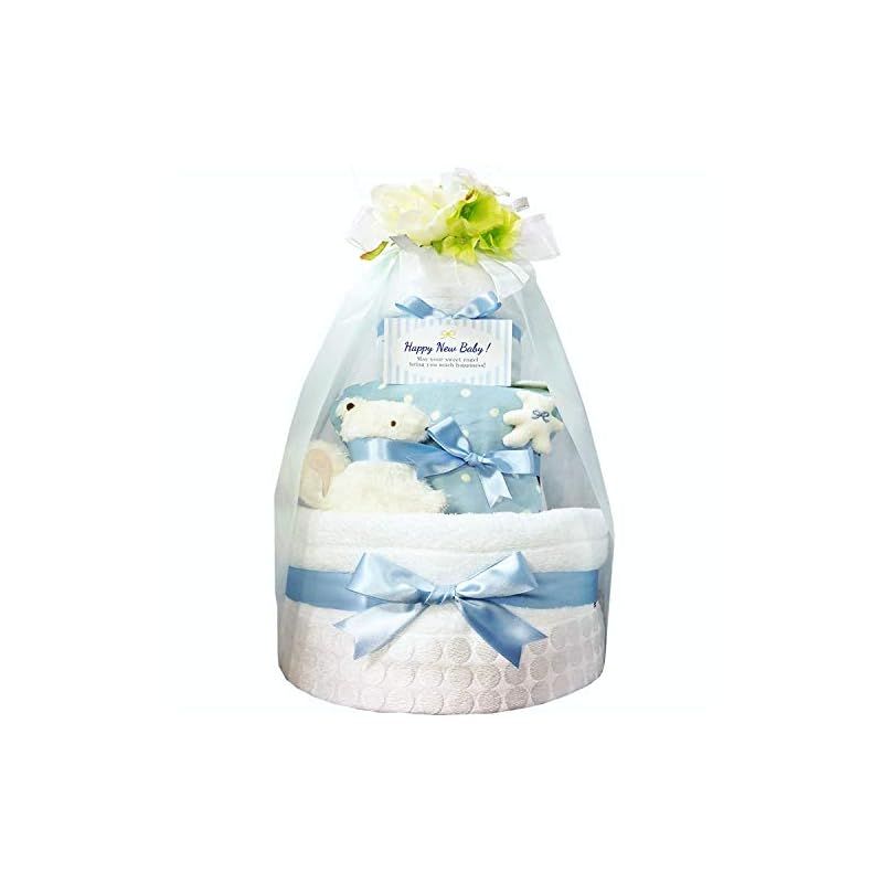 KanonBabys おむつケーキ 男の子 今治 オーガニック 出産祝い 3段 Sサイズ