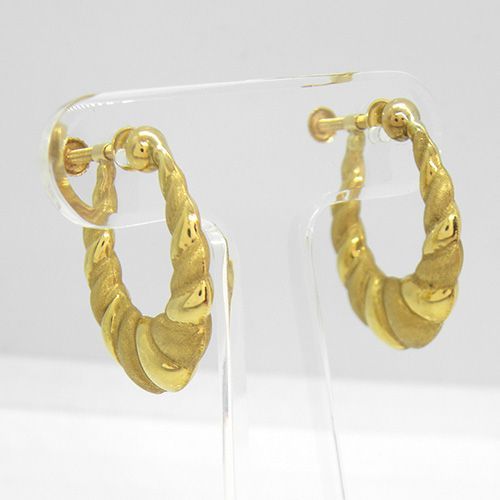 モモイロ K18YG地金片耳ピアス 中古品 モモイロ K18YG地金片耳ピアス