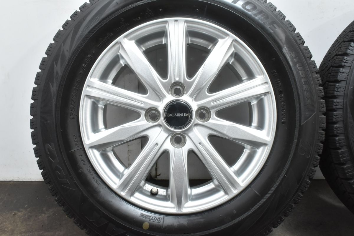 美品　バリ溝　175/70R14 VRX2 2023年製　ヤリス　アクア 美品】バルミナ 14in 5.5J +39 PCD100 ブリヂストン ブリザック