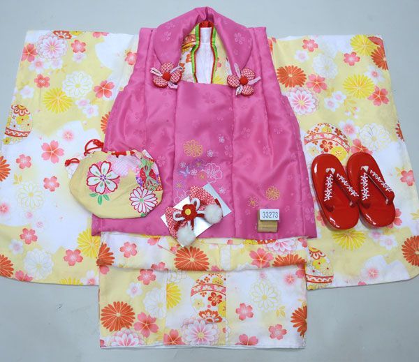 七五三 3歳 3才 三歳 三才 女児 女の子 被布 着物フルセット 百花繚乱