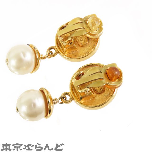 シャネル CHANEL ココマーク ラウンド イヤリング A08649 ゴールド メタル コスチュームパール 97P レディース 101827829