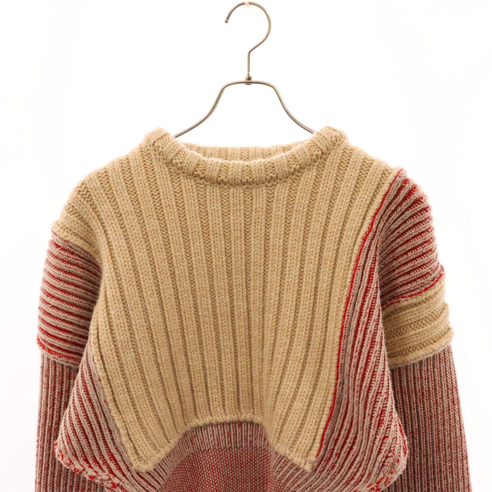 MM6 Maison Margiela (エムエムシックスメゾンマルジェラ) 22AW Sprist Sweater S52GP0113 スプライスド  セーター クロップド クルーネックニット ベージュ レディース - メルカリ