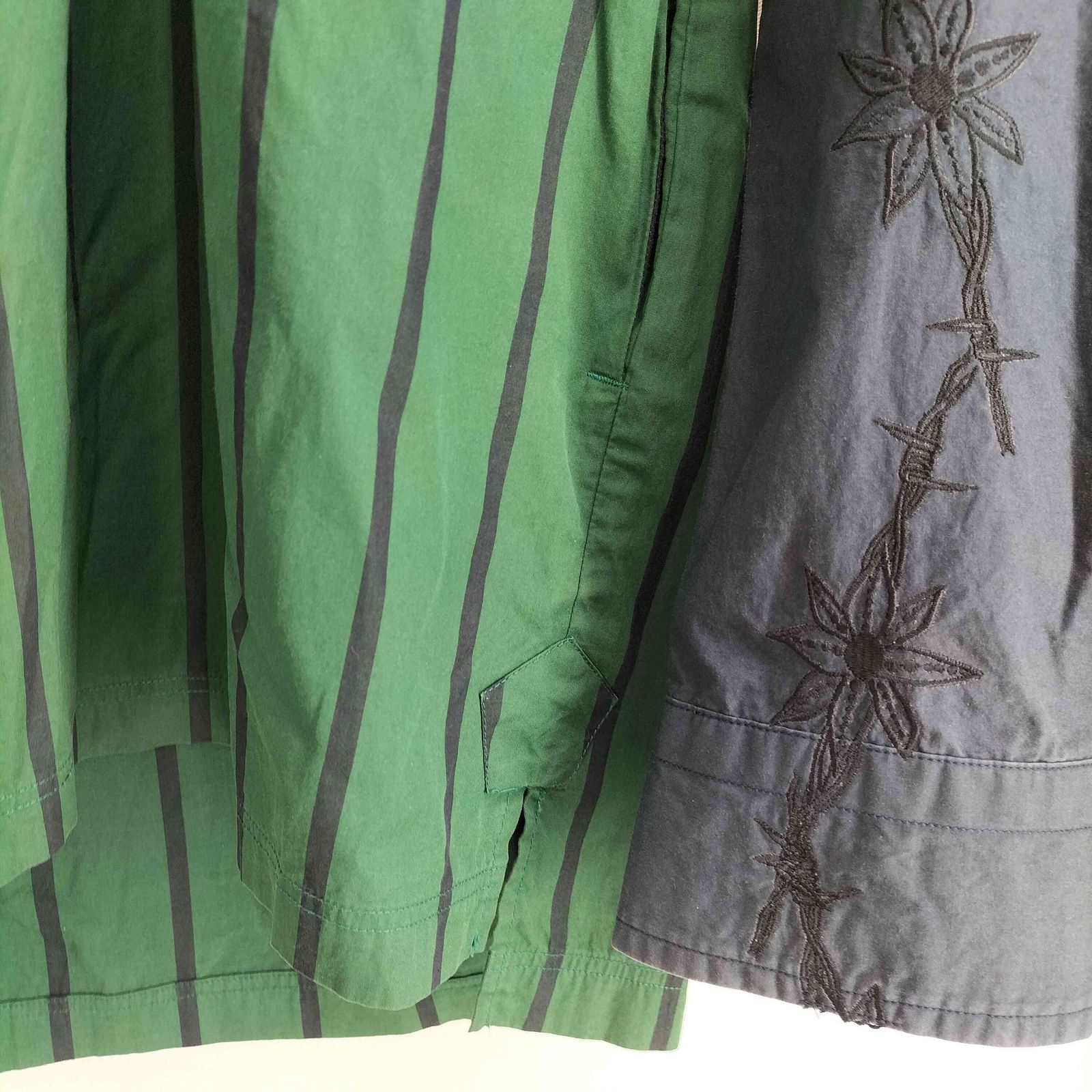 sacai 2019ss/フラワー刺繍レイヤードプルオーバーシャツ/長袖シャツ サカイ Sacai ×Dr.Woo 19ss フラワー刺繍レイヤードプルオーバー