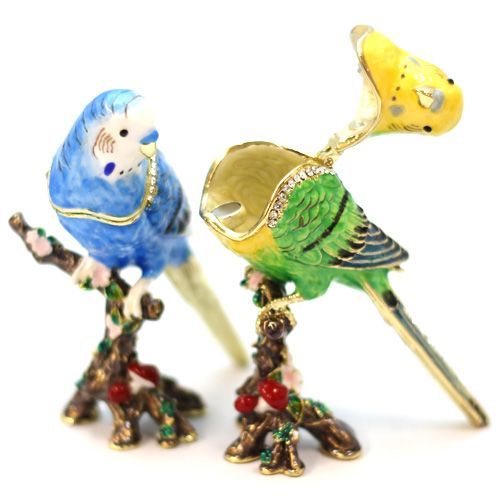 ★なかよし★ リモージュボックス インコ 鳥 夫婦 恋人 ☆なかよし☆ リモージュボックス インコ 鳥 夫婦 恋人