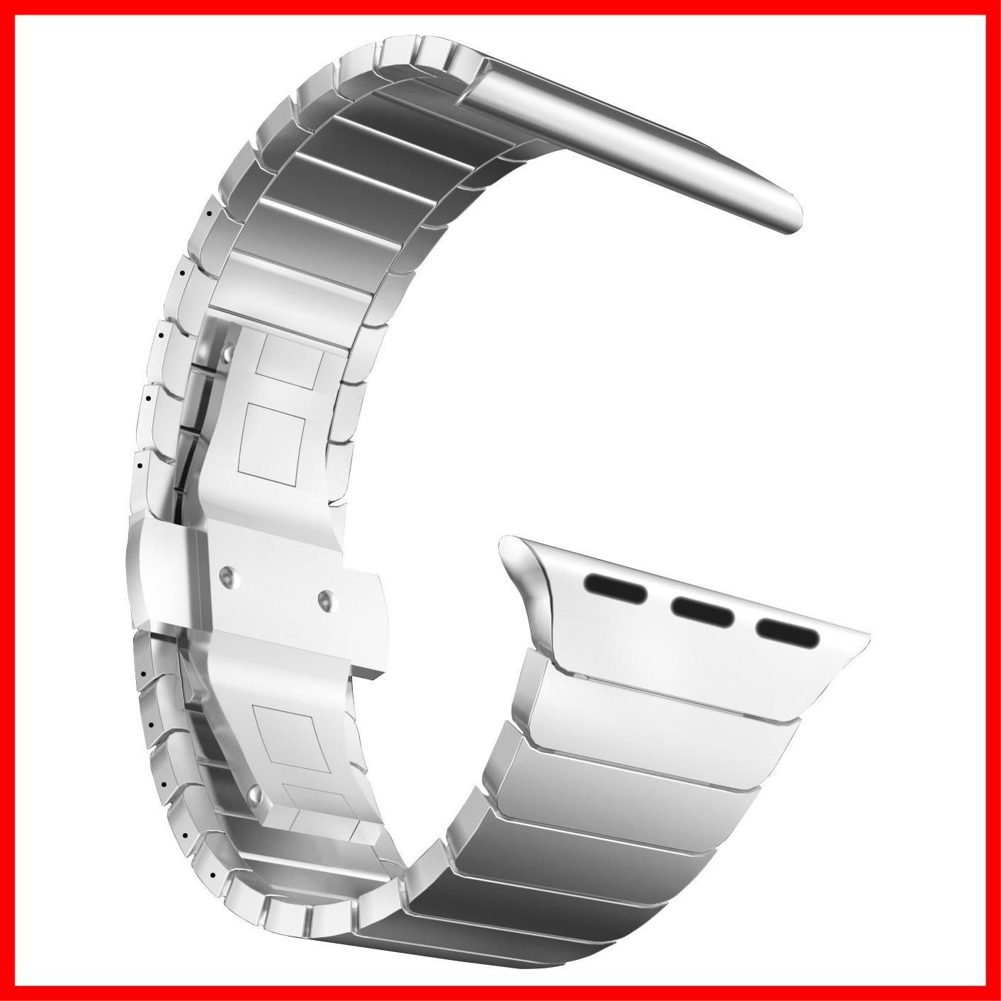 【人気商品】MaKTechステンレススチール金属のリンクブレスレットバンドに対応しますと互換性があるApple Watch Series 9/Ultra 2/SE/8/7/2023 (45mm/44mm/49mmシルバー)