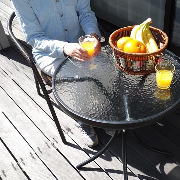 ラタン調ガーデンチェアー ガラステーブル ガーデンテーブルセット アジアン 家具 ナチュラル 自然 ガラステーブル 椅子 チェアー lic-tan-723