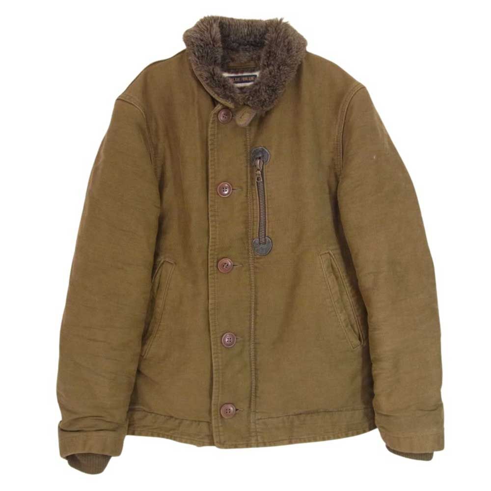 BLUE BLUE デッキジャケット カーキ BLUE BLUE ブルーブルー N-1 リブ袖 コットン 日本製 デッキ