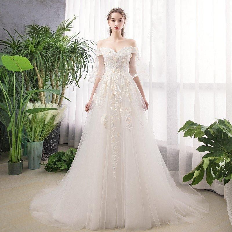 ウエディングドレス aライン 白 レース 挙式 安い ウェディングドレス 花嫁 結婚式 パーティードレス 二次会 ブライダル ロングドレス イブ