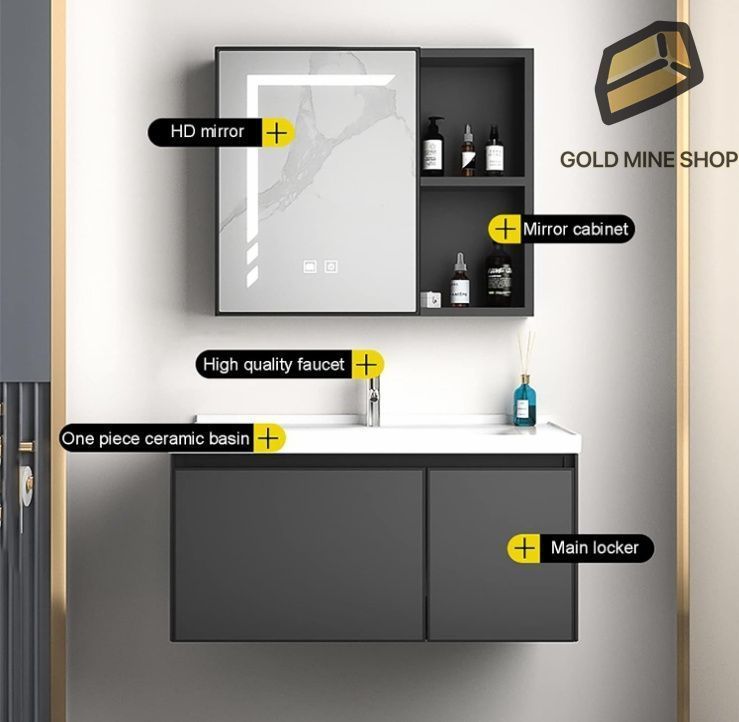 洗面化粧台 フローティング洗面化粧台 シングルシンク独立型洗面化粧台 調節 な水温蛇口 ソフトクローズドア付き 80cm