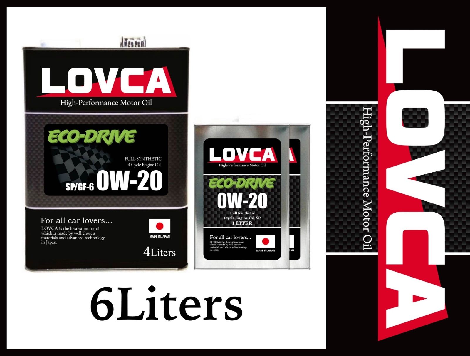 送料無料 LOVCA ECO DRIVE 0W-20 6L日本製100%化学合成粘度指数 ...