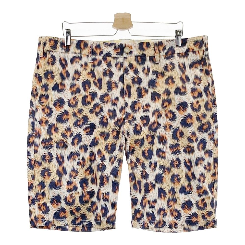サイズ：3XL LOUD MOUTH ラウドマウス  ハーフパンツ ファジーレオパード ベージュ系 [240101439247] ゴルフウェア メンズ ストスト サイズ：3XL LOUD MOUTH ラウドマウス ハーフパンツ ファジー