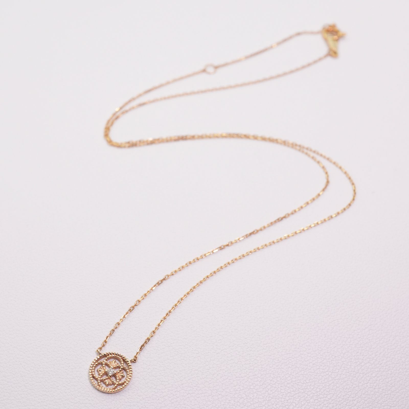 アガット K18×K14 ラウンド 透かし ネックレス ダイヤ/25-1520S - メルカリ