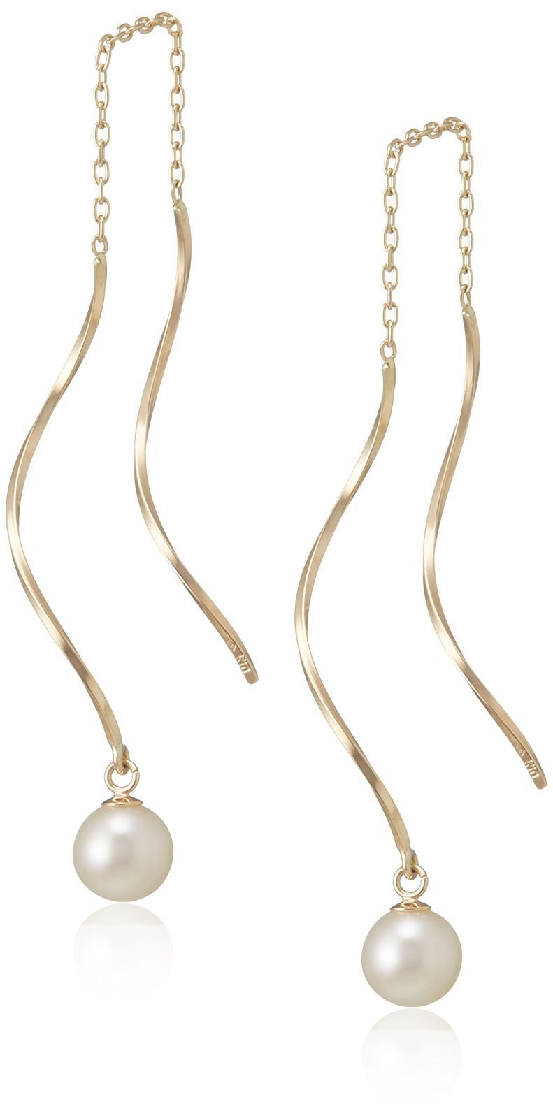 VAヴァンドーム青山 K10YG 淡水パール ウェーブチェーンピアス GJVA0189 PF 数量限定】K10YG 淡水パール ウェーブチェーンピアス [VAヴァンドーム