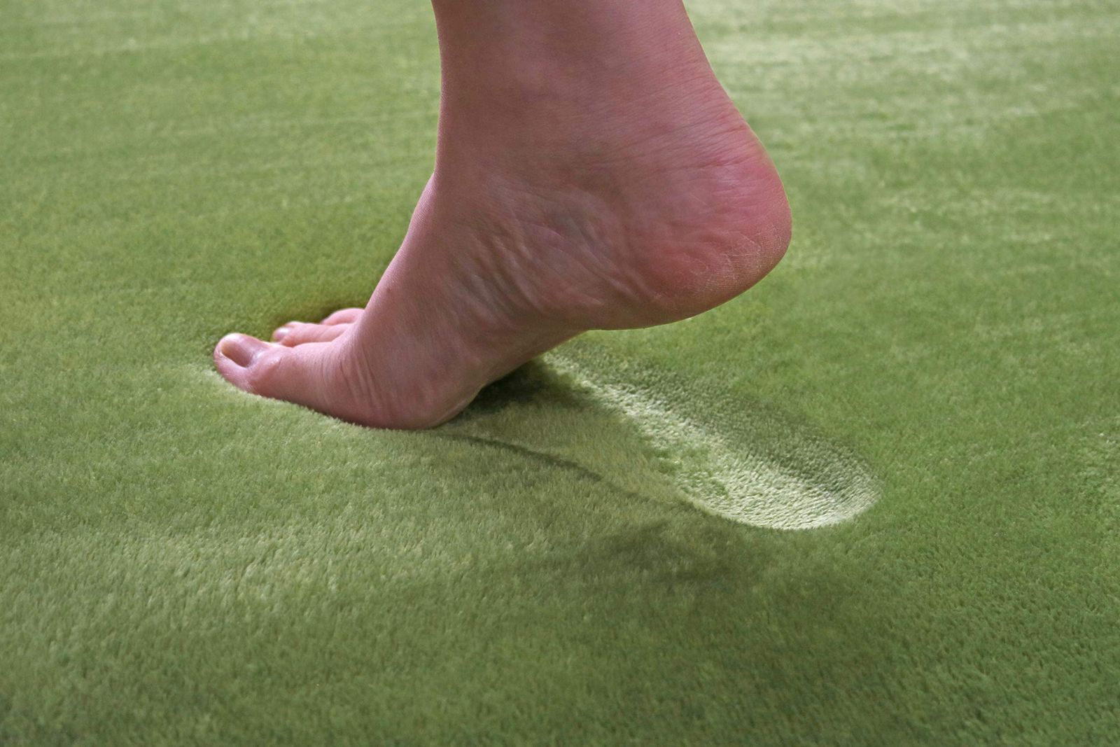 フリーリー ラグ カーペット 厚手 190×240 低反発 18mm 防音 ラグマット 滑り止め付 サイズ L無地 グリーン