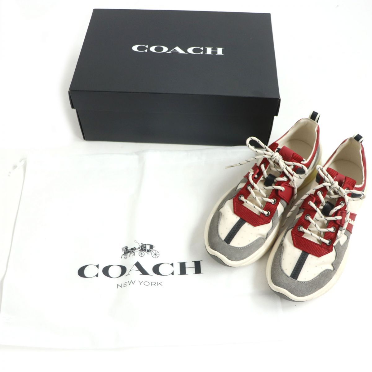 極美品▽COACH コーチ G5013 シティソール ランナー スウェード切替