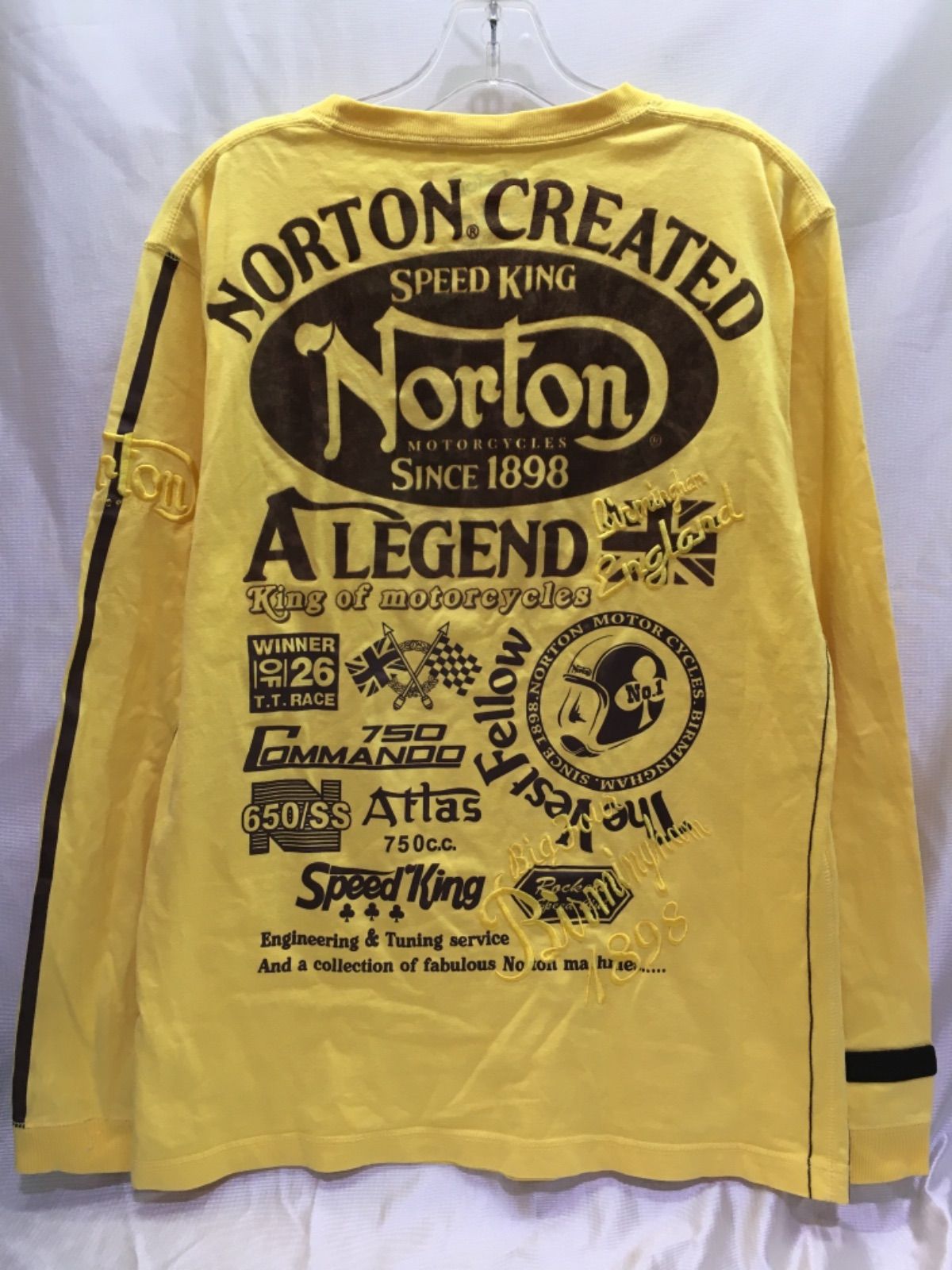 NORTON ノートン 刺繍 長袖Tシャツ イエロー/XL