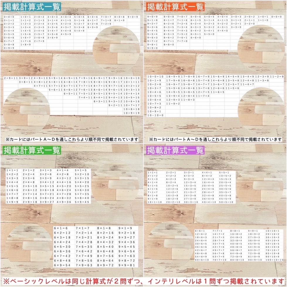 算数 瞬間計算カード ベーシックレベル たし算 ひき算 かけ算