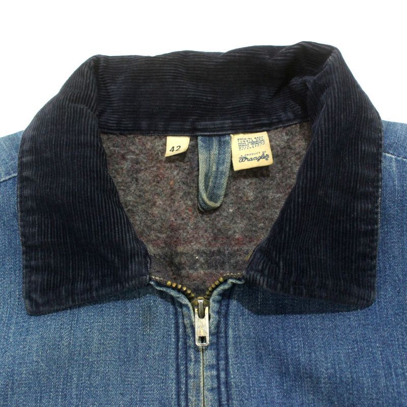 70s vintage Wrangler 襟コーデュロイ 裏地ブランケット デニム ワーク
