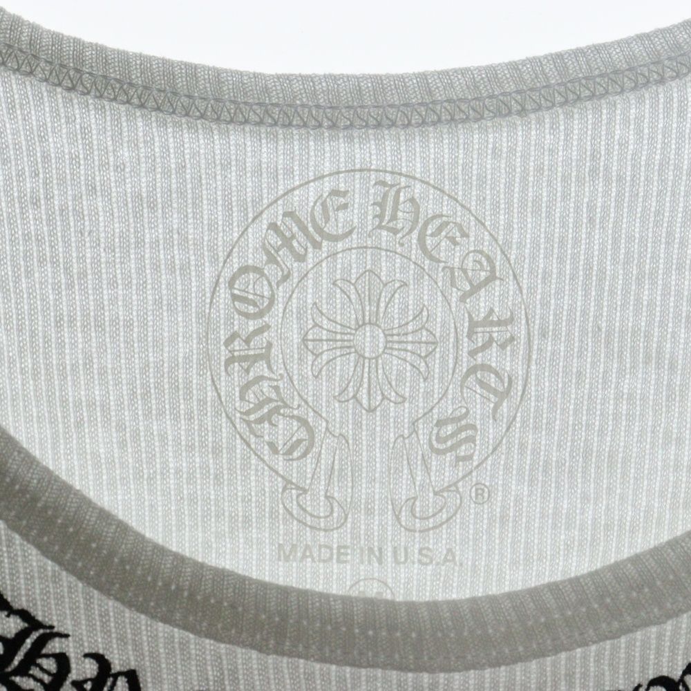 USA製 クロムハーツ バック ビッグ ロゴ プリント テレコ地 ノースリーブ 良品□CHROME HEARTS/クロムハーツ カシミヤ100％ スリーブロゴ