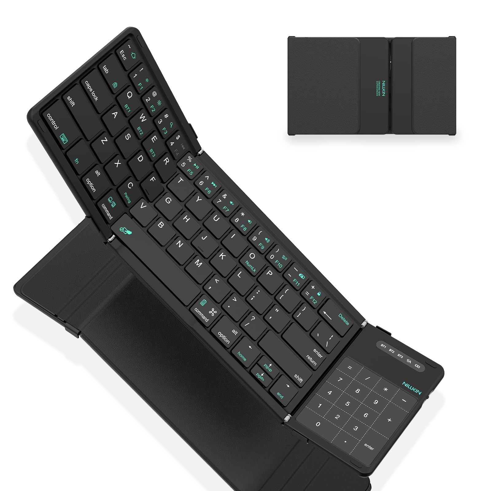 三台同時接続 1 iOS|Android|Mac|Windows対応 Type-C充電式 in アンドロイドタブレット 最新型タッチパッド＆テンキー2 スマホ用 ipad 無線 mini iPad用 小型 コンパクト ワイヤレス パンタグラフ式 折りたたみ