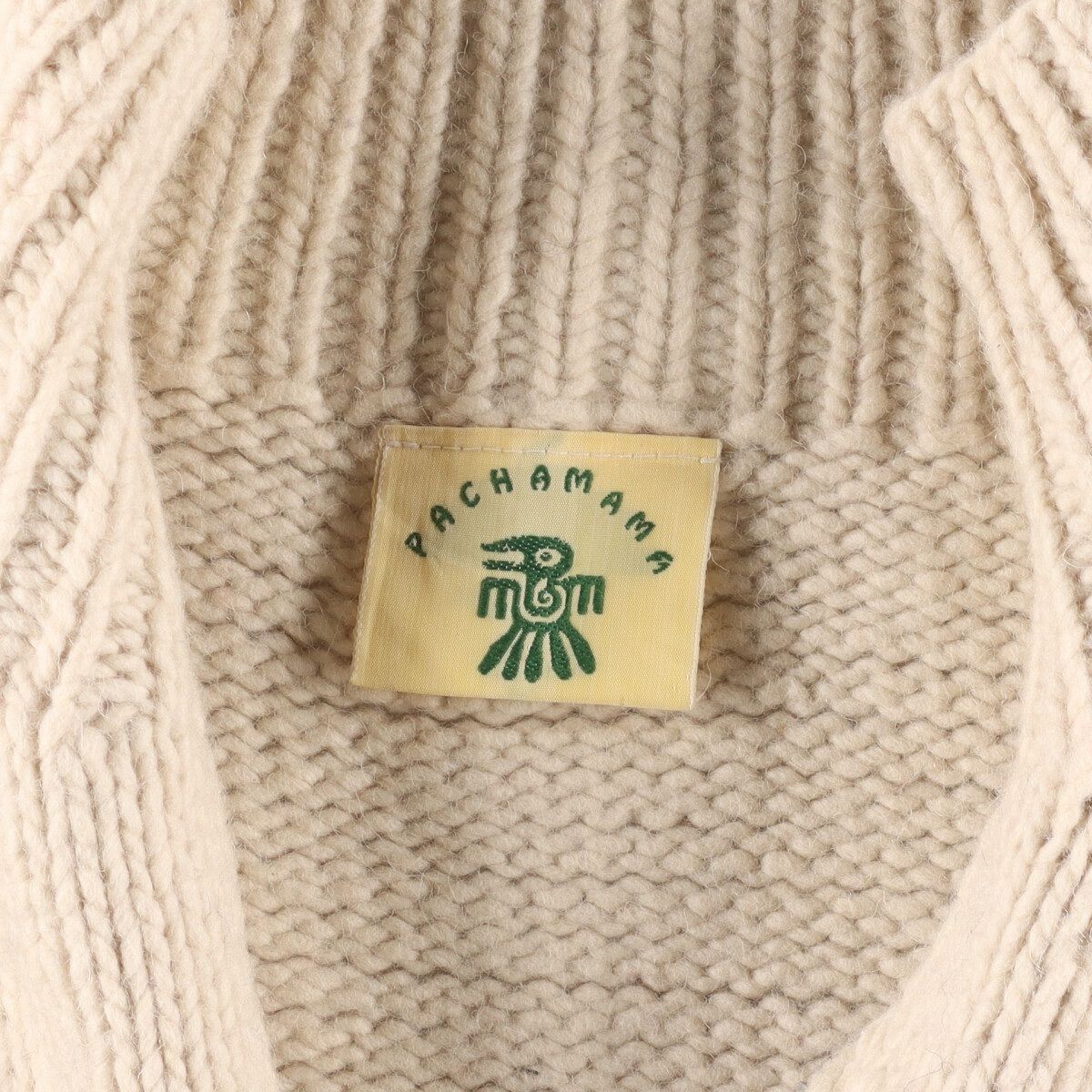 古着 PACHAMAMA ハーフジップ HAND KNIT ハンドニット エクアドル