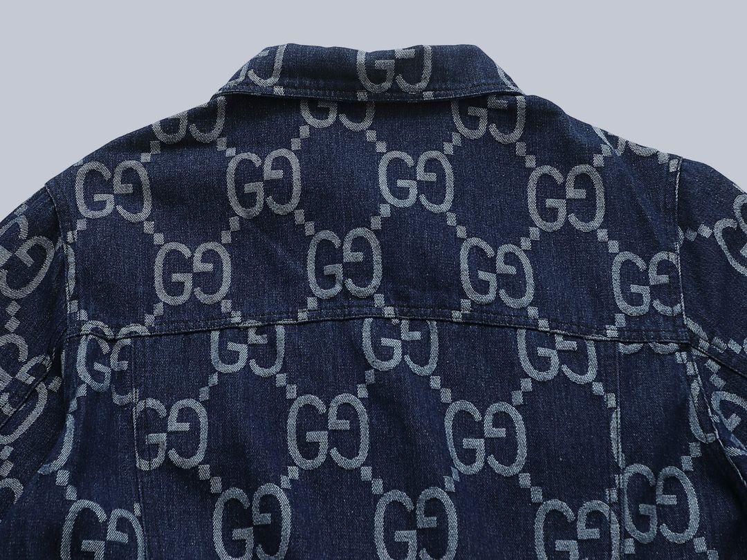 本日限定特価】Gucci メンズ デニムジャケット ダブルG プリント