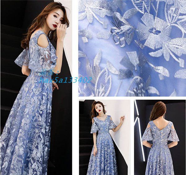 水色ドレス エレ上品 結婚式ドレス パーティードレス ワンピース ロング 二次会 ロング丈 上品 母親 パーティードレス ドレス 結婚式 hax5a133402 MAAHADDERANG_COM