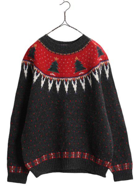 ウールリッチ　90s　ノルディックセーター　ニット　肉厚　ヴィンテージ　ネイビー 90年代 Woolrich ウールリッチ ノルディック柄 ウールニット