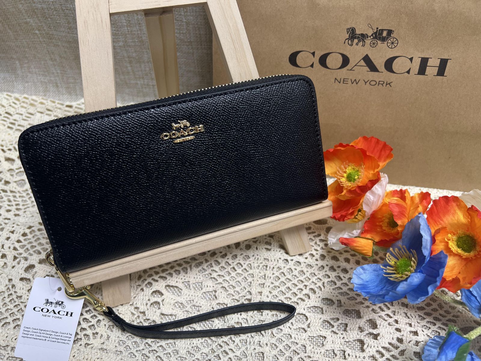 COACH 財布 コーチ 長財布 ラウンドジップ アウトレット ストラップ付