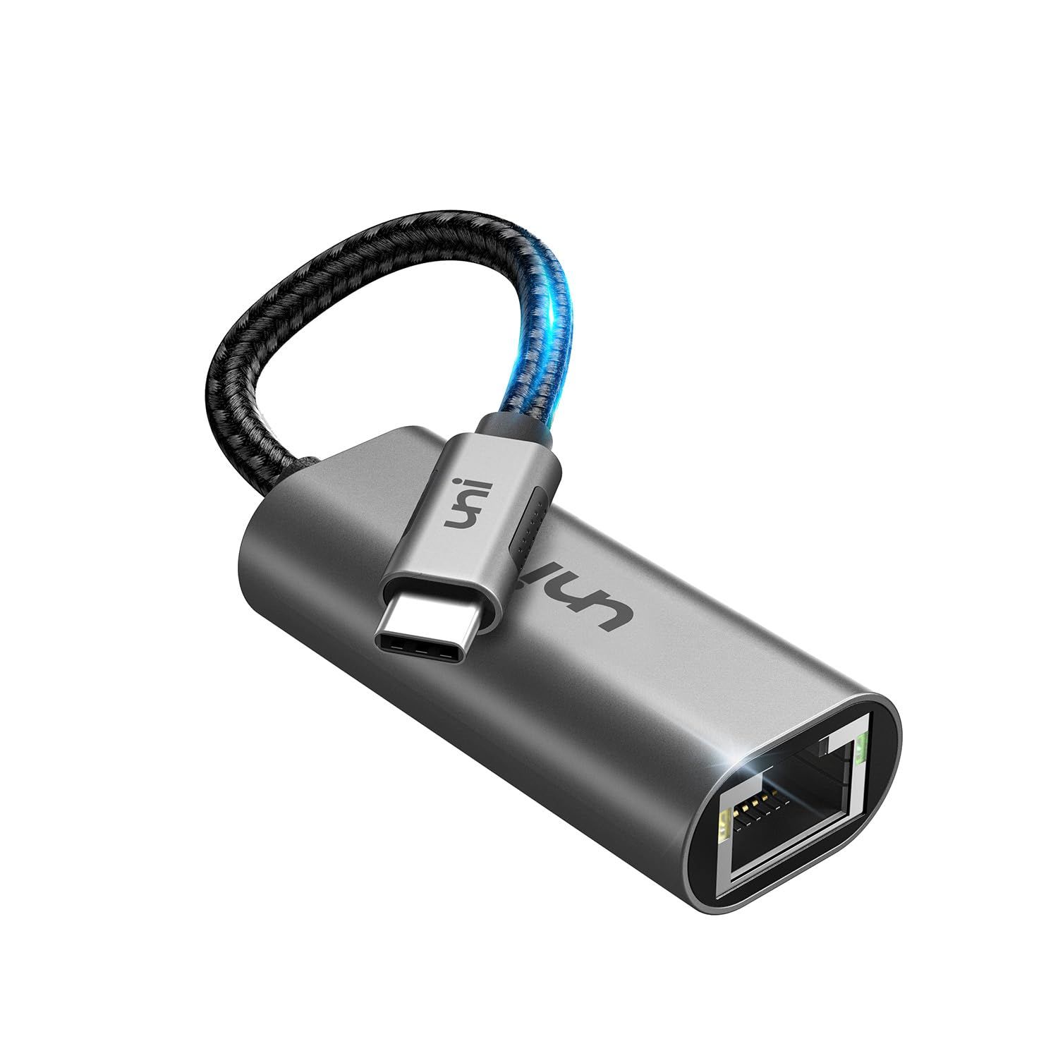 USB C LANケーブル [Thunderbolt 3] uni Type C 有線LANアダプタ Ethernet 高速LAN アダプタ ケーブル RJ45 イーサネット ギガビット [グレー]