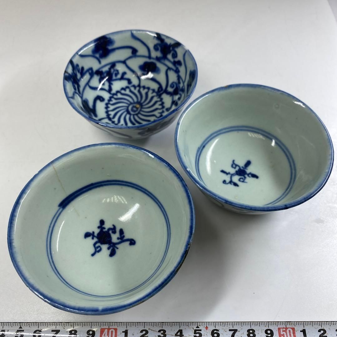 中国清時代　青花碗3客　東Y6-1001② タコチ 中国清時代 青花碗3客 東Y6-1001② タコチ - メルカリ