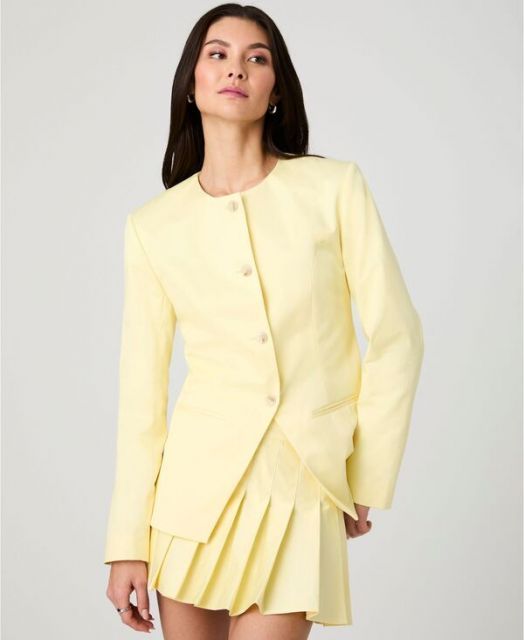 【送料無料】 フレンチコネクション レディース ジャケット・ブルゾン アウター Women's Sabine Twill Slim-Fit Jacket Butter Yellow