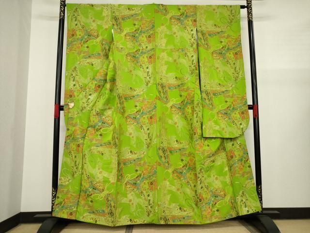 振袖 箔押しの美しい花 金通し 正絹 AK-5930 振袖 箔押しの美しい花 金通し 正絹 AK-5930