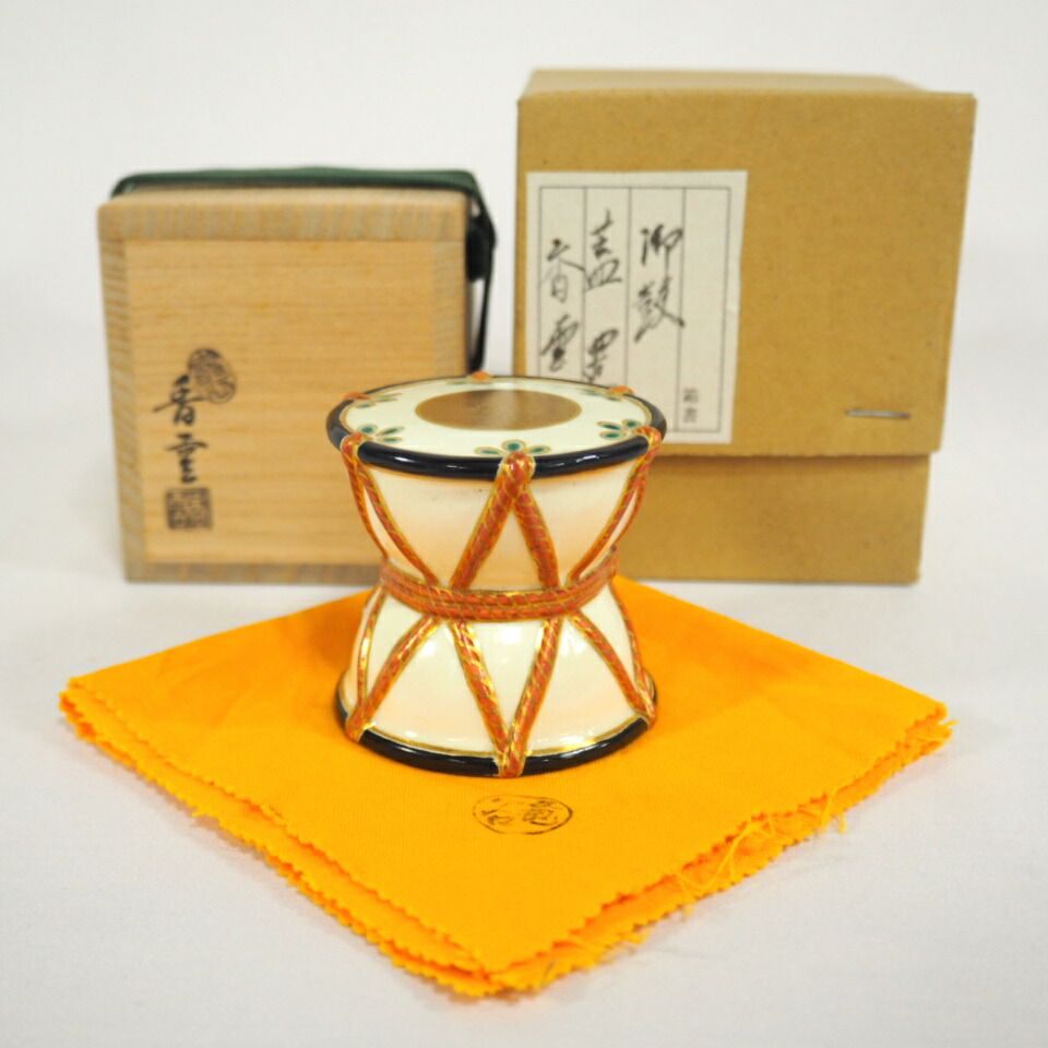 五月の特売品 平安竜谷焼 宮川香雲作 御鼓 蓋置 茶道具