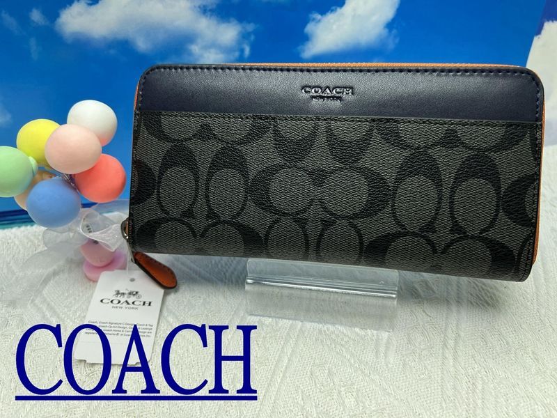 COACH  長財布 コーチ 財布 シグネチャー ラウンドファスナー カラーブロック ラウンドジップ プレゼント クリスマス 贈り物 吉日 ギフト父の日 財布 メンズ 新品未使用 ファッション B199 F78202 14