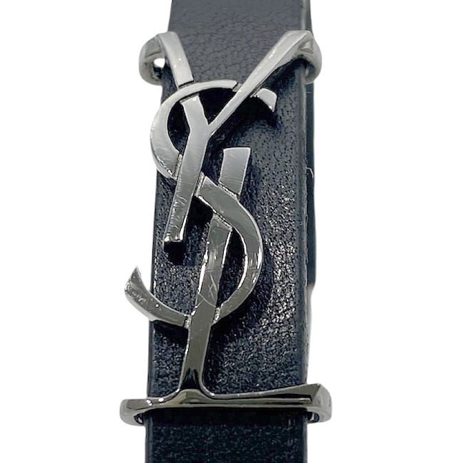 SAINT LAURENT カサンドラレザーブレスレット ブラック サンローラン ブレスレット ブラック カサンドラ 美品 レザー