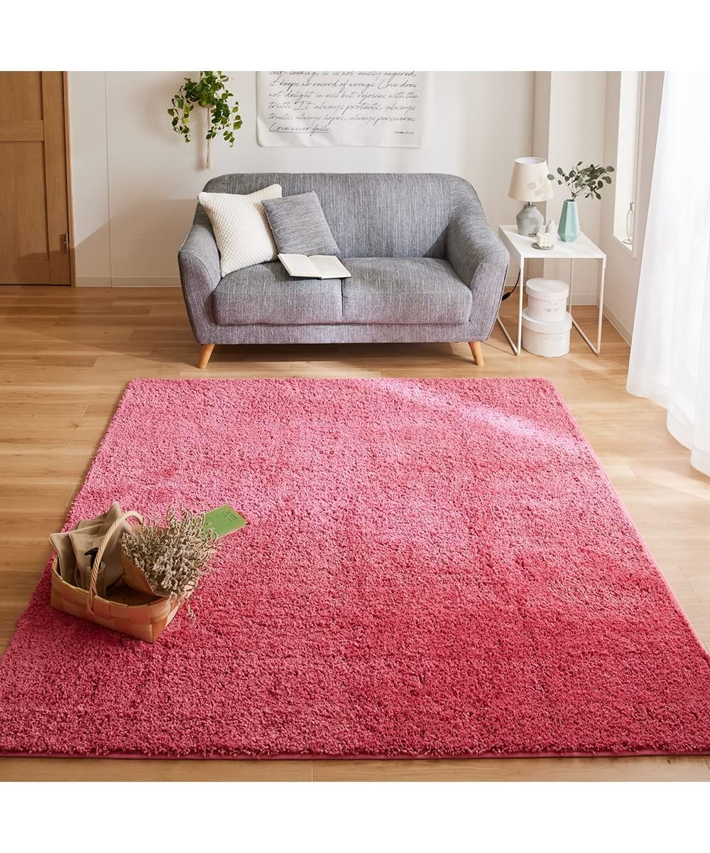 【特価商品】洗える 防ダニ シャギーラグ 抗菌防臭 カーペット 約130×185cm ラグ ピンク nissenニッセン