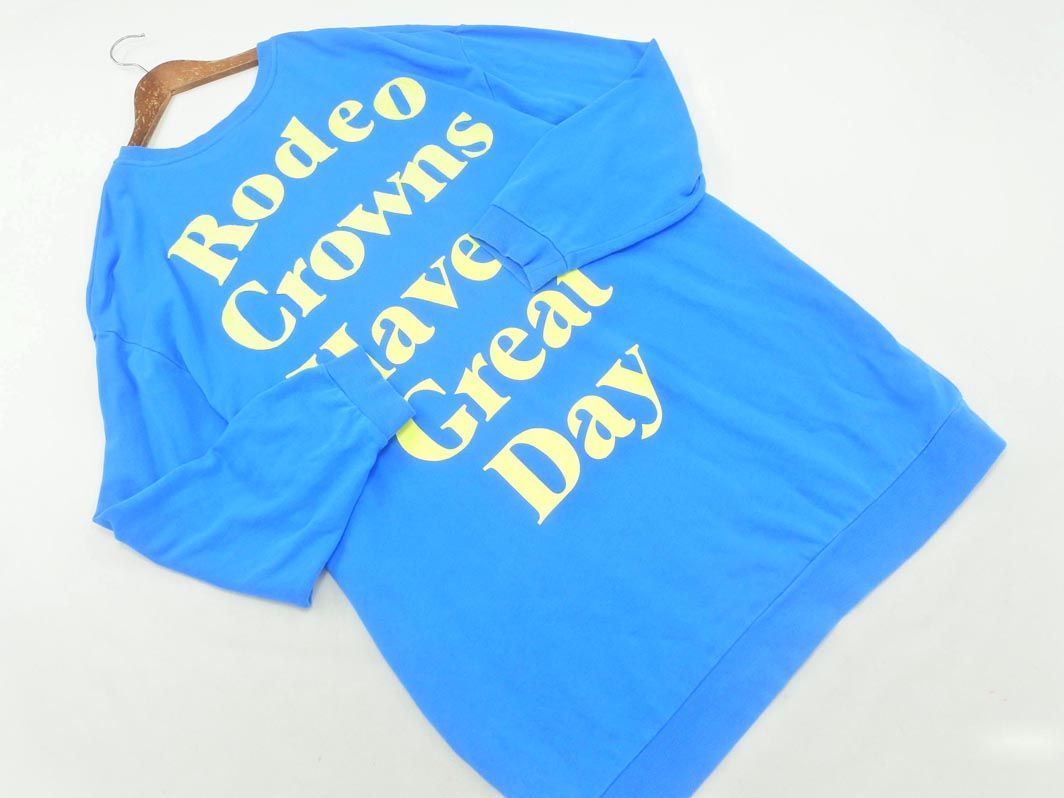 RODEO CROWNS ロデオクラウンズ プリント チュニック スウェット sizeM/青 ■◇ レディース