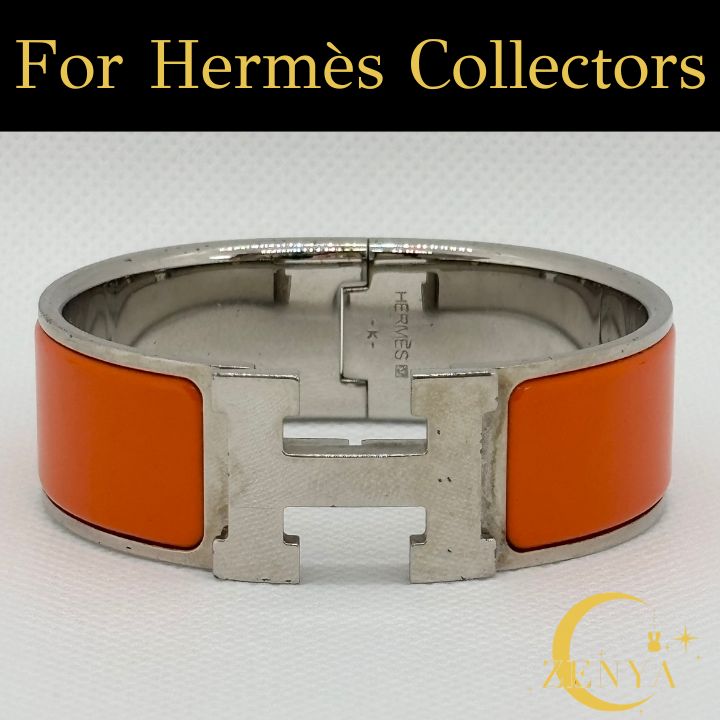 HERMESエルメス クリックHバングル オレンジΧシルバー エルメス