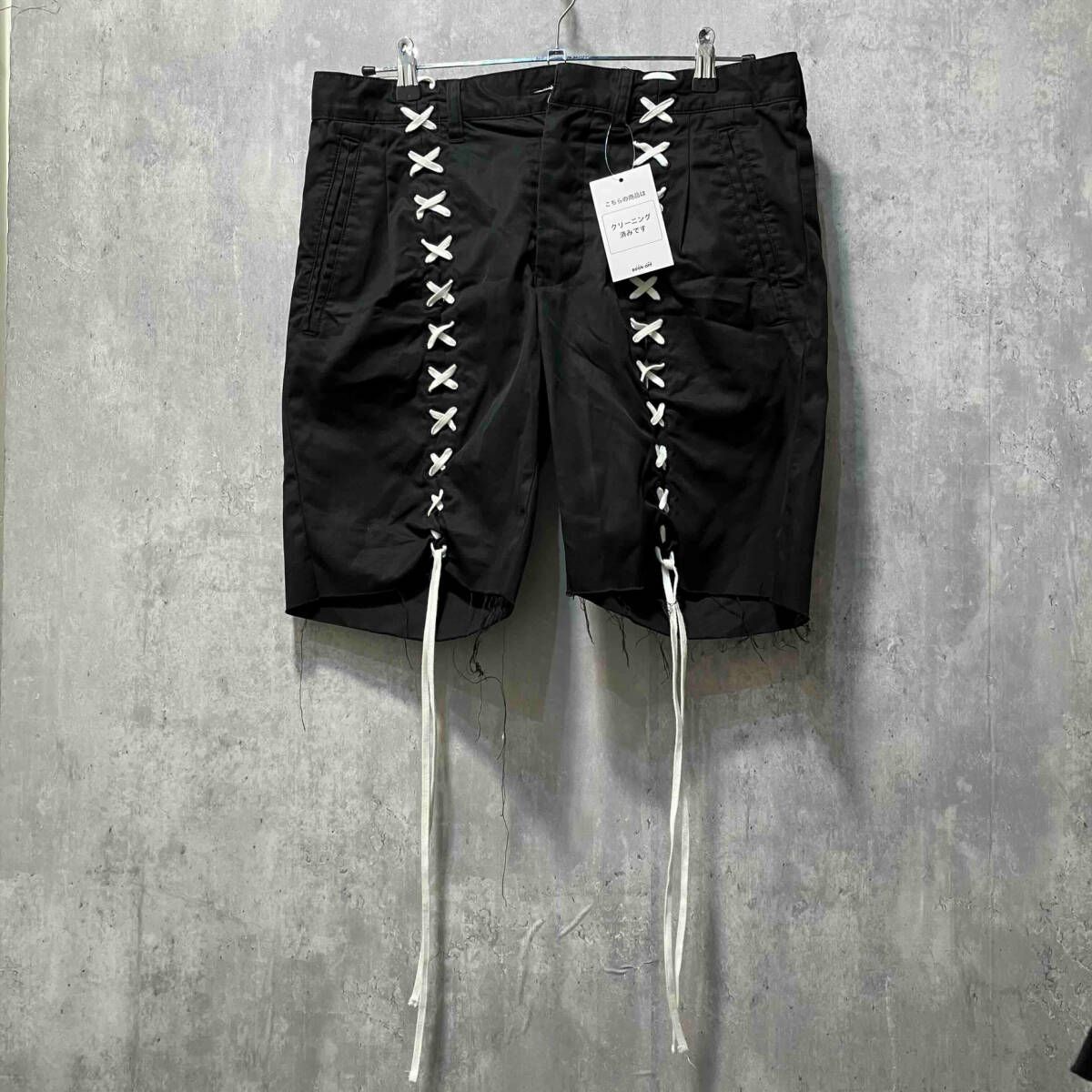 FACETASM レースアップパンツ ハーフ綿パン ブラック サイズM ファセッタズム ボタン取れ有 