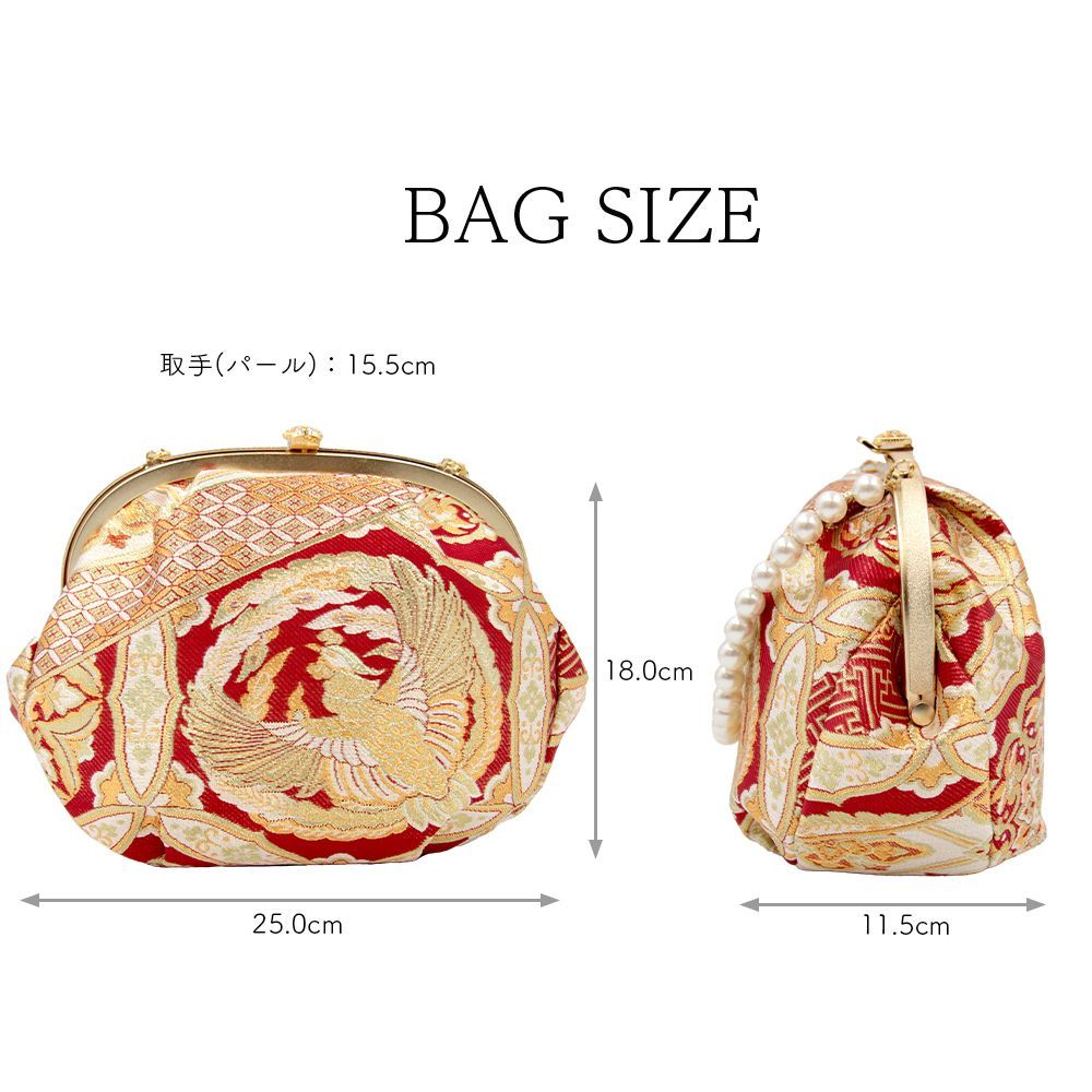 草履バッグ 草履バック 草履バッグセット レッド 赤 パール 鳳凰 金糸