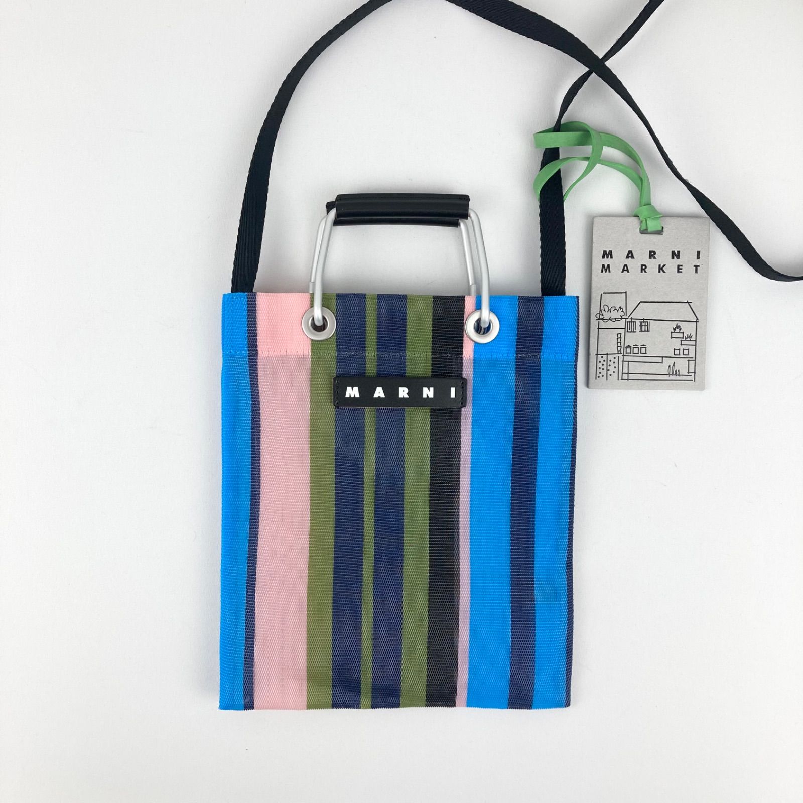 MARNI×PORTER 2WAY ショルダーバッグ グリーン ストライプ MARNI×PORTER 2WAY ショルダーバッグ グリーン ストライプ