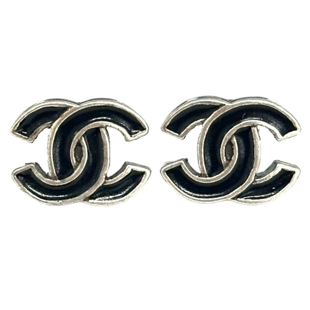 CHANEL シャネル ピアス ココマークブラック×シルバー 05A B（目立った