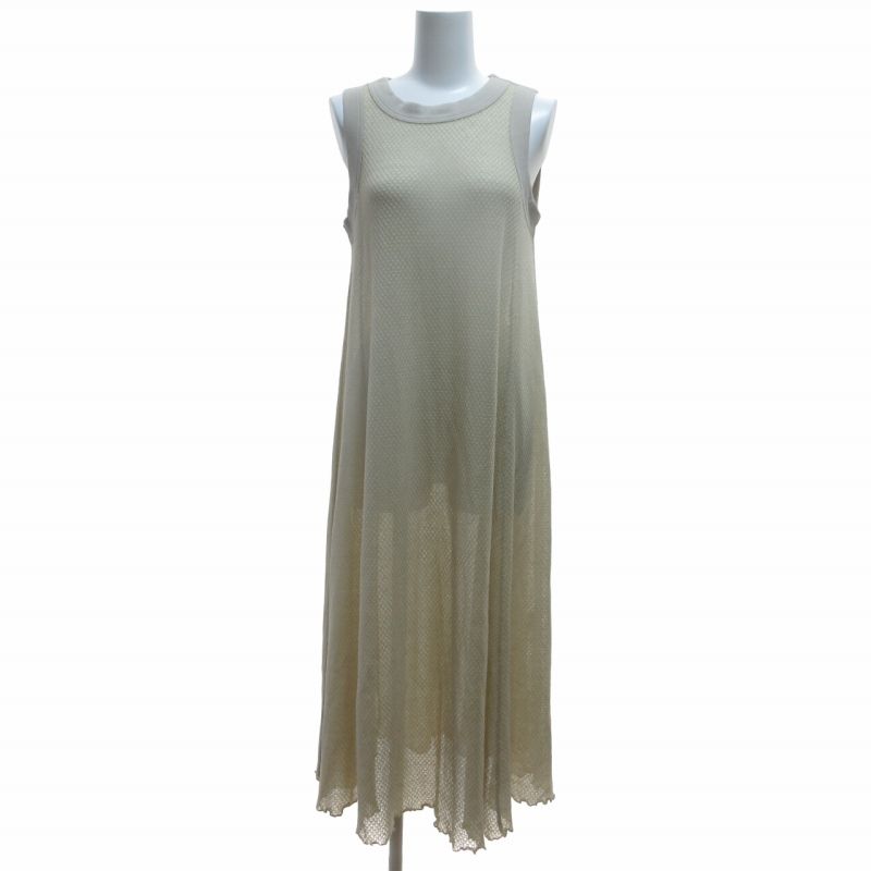 ライト WRYHT タグ付き 23SS LACE PATTERN MAXI DRESS ワンピース ロング ノースリーブ レース メッシュ リネン混 オールドジョー取り扱い ベージュ 1 約S 231WT-CT14 ■BL2